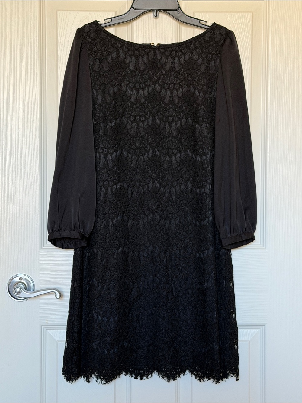 KUMIKYOKU Japan Elegant Black Lace Cocktail Dress with Contrast Sleeves